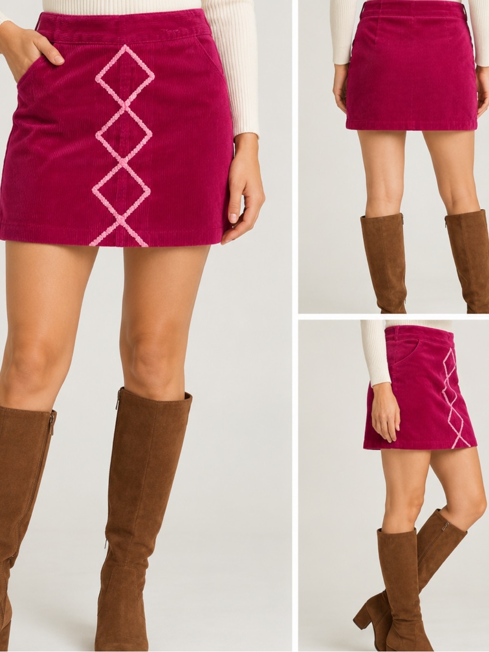 Vintage Sergio velento Pink Corduroy Skirt size 2